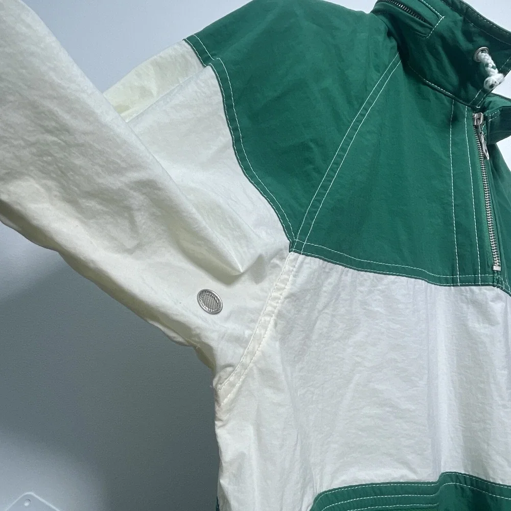 Gap‎ Kids Sailing Style Nautical Windbreaker Green White Stripe XL Lightweight